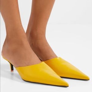 Acne Studios Pointed Toe Leather Mules Yellow 38